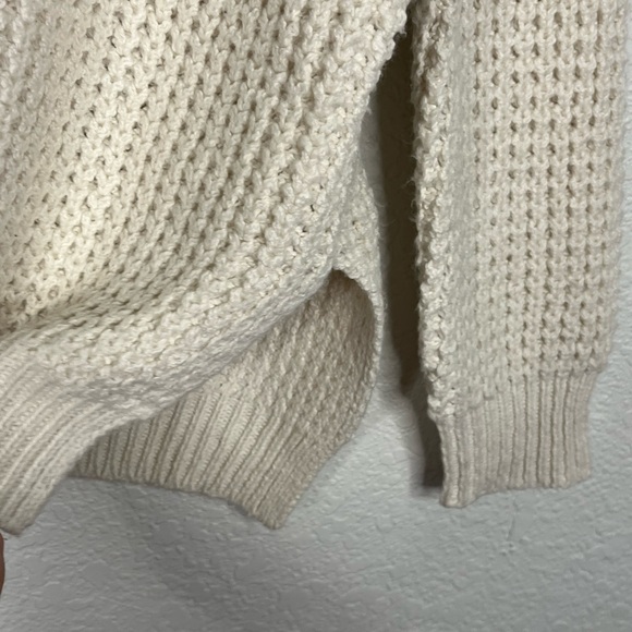 NWT Anrabees cozy off white chunky 1/4 button sweater Casual Fisherman Core - Picture 4 of 6